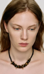 Blue-Brown Pietersite Layered Leather Necklace - Image 3