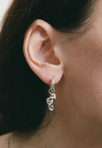 Irregular Silver Slice Earrings - Image 3