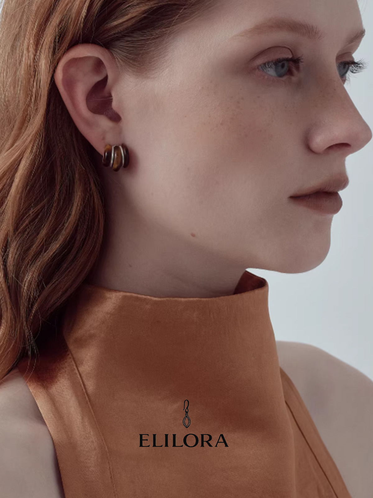 Tiger Eye & Clear Quartz Ripple Earrings