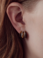 Tiger Eye & Clear Quartz Ripple Earrings - Image 4